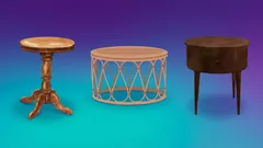 Tři různé stolky na barevném pozadí pro test osobnosti